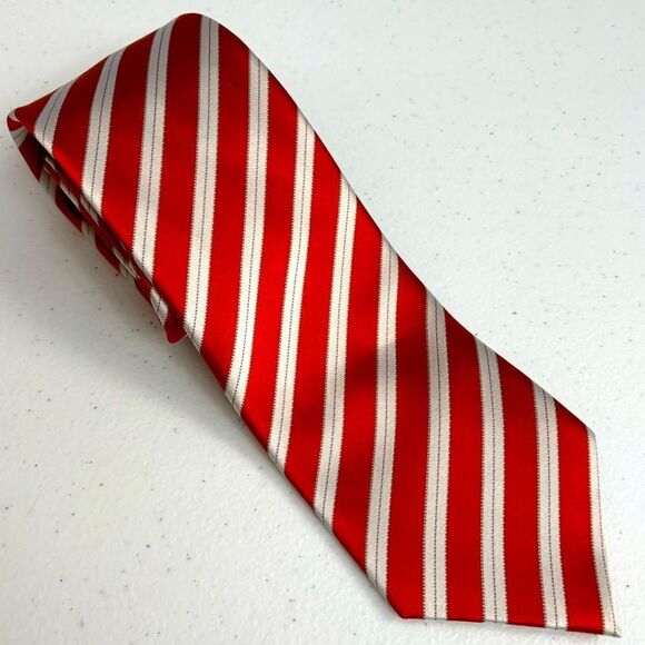 Cavallieri Men's Luxury Edition 100% Silk Burnt Orange‎ Striped New Standard Tie - Picture 1 of 9